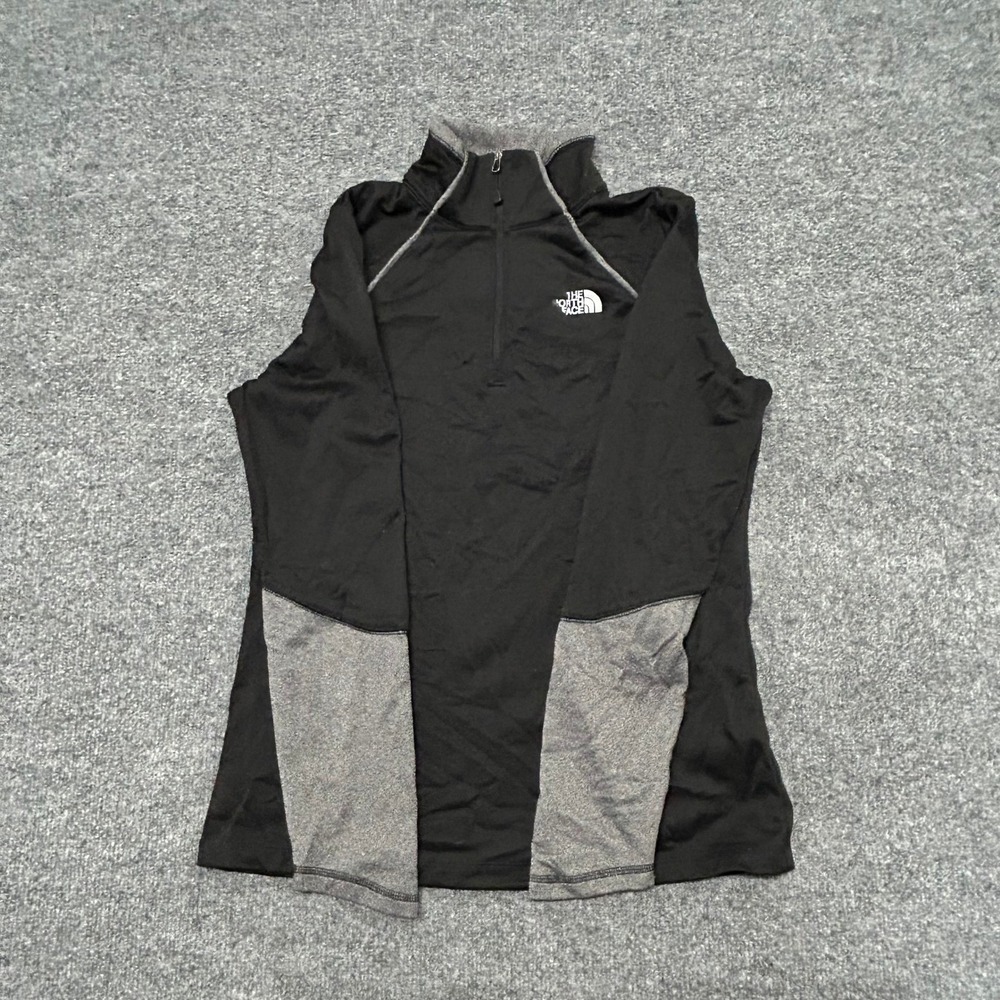 The North Face Pullover Womens Size M Black Grey Quarter Zip Activewear Fleece